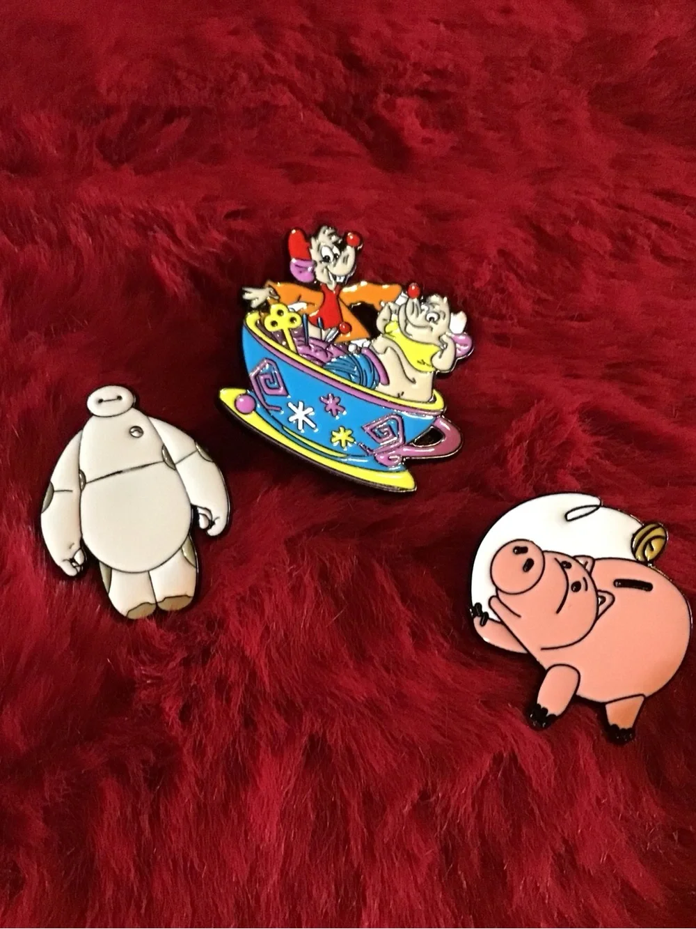 Set of three Disney characters magnet set. Hamm, Baymax, Jaq and Gus.